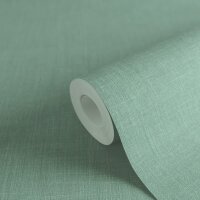 Unitapete in Leinenoptik T&uuml;rkis - Strukturierte...