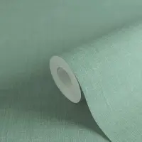 Unitapete in Leinenoptik T&uuml;rkis - Strukturierte...