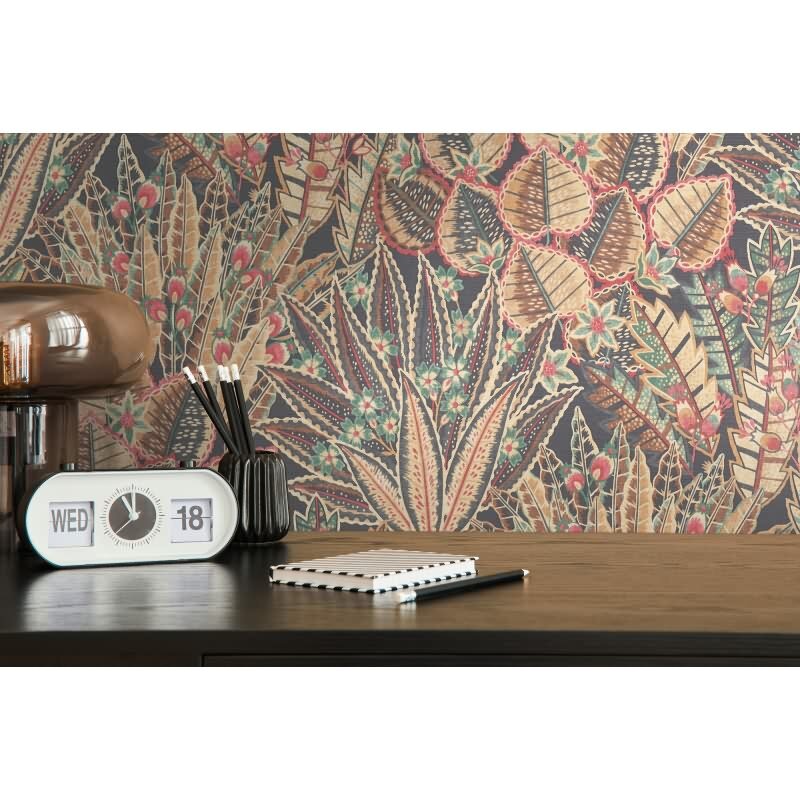 Dschungel-Tapete Bunt mit Blättern - Exotische florale Vliestapete (KG-172962)