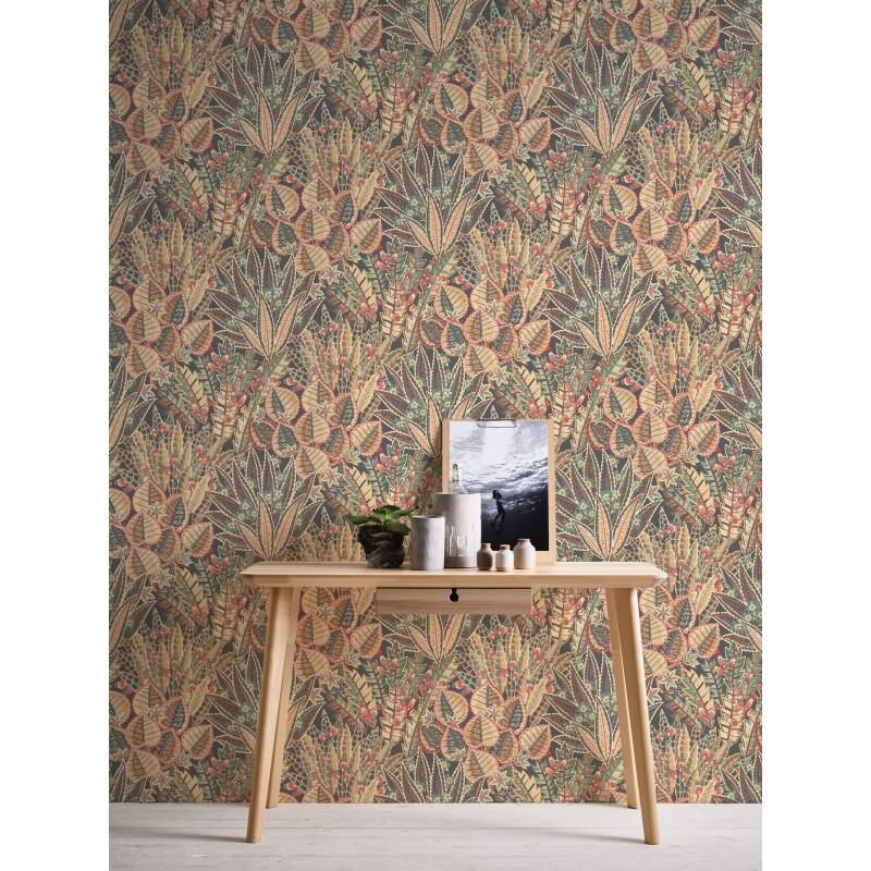 Dschungel-Tapete Bunt mit Blättern - Exotische florale Vliestapete (KG-172962)