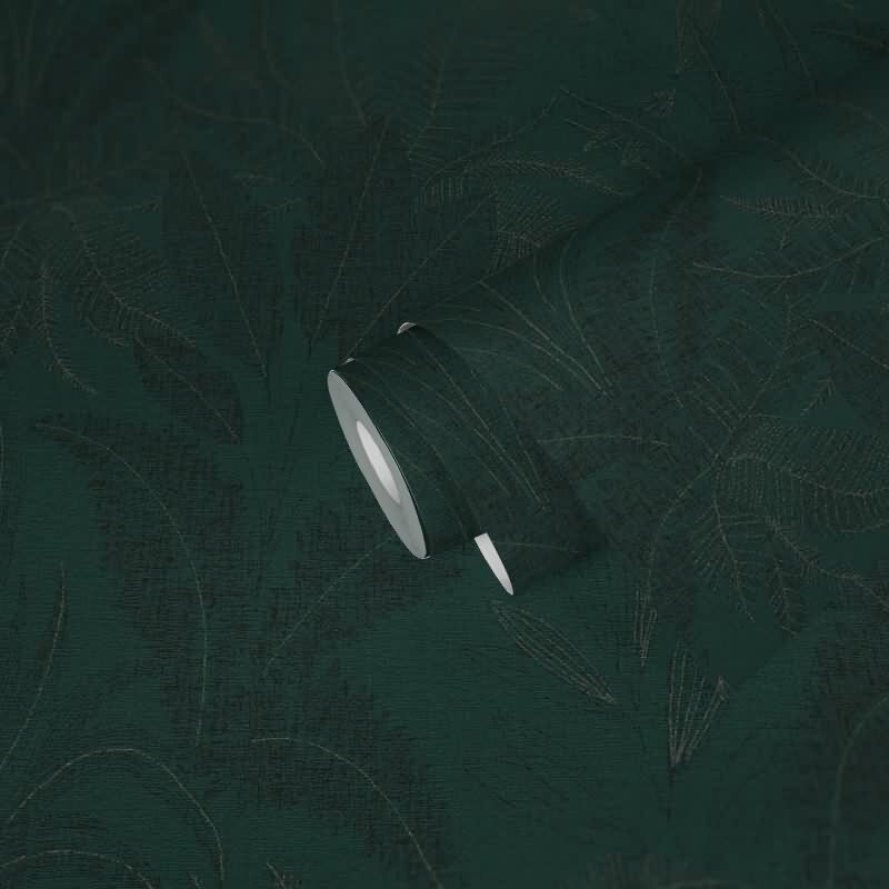 Dschungel-Tapete Dunkelgrün Schwarz - Edle Blätterstruktur - Tropen Vliestapete modern (KG-172968)