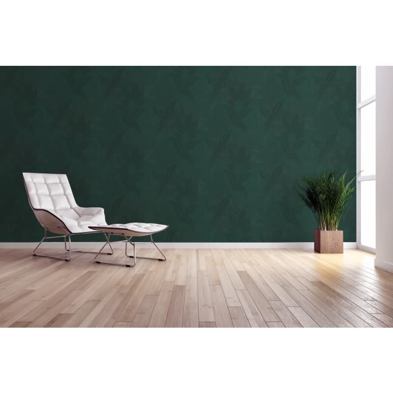 Dschungel-Tapete Dunkelgrün Schwarz - Edle Blätterstruktur - Tropen Vliestapete modern (KG-172968)