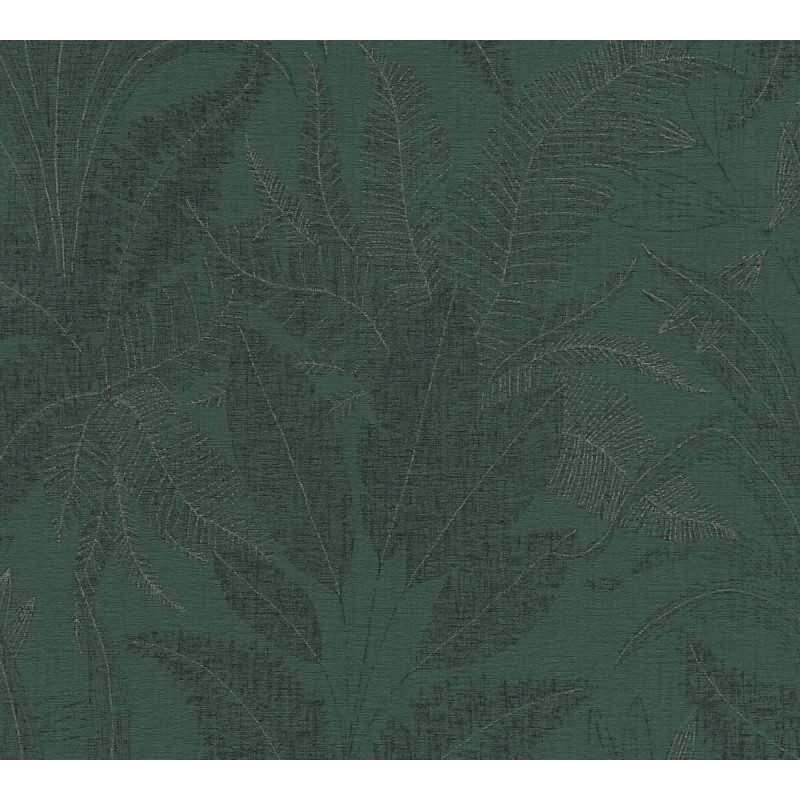 Dschungel-Tapete Dunkelgrün Schwarz - Edle Blätterstruktur - Tropen Vliestapete modern (KG-172968)