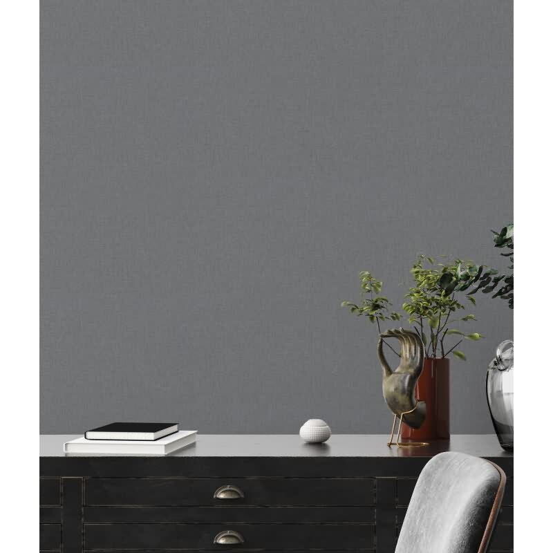 Uni tapete Anthrazit Grau - Strukturierte Vliestapete in Leinenoptik - Modern & edel (KG-172972)