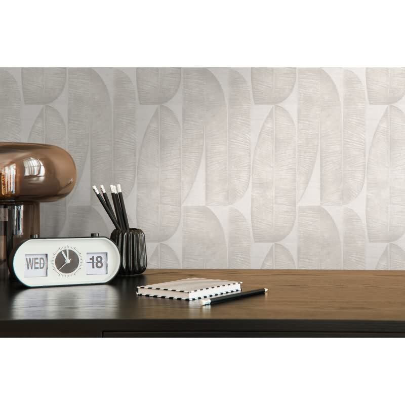 Bananenblatt-Tapete Beige - Vliestapete mit grafischem Blätter Muster - Modern & ruhig (KG-172990)