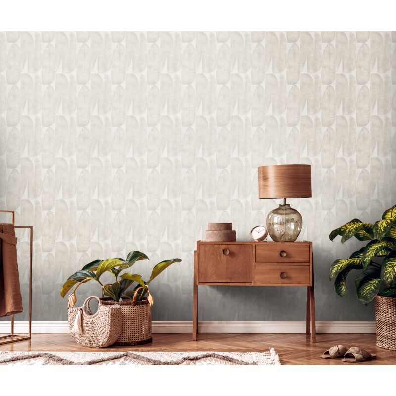 Bananenblatt-Tapete Beige - Vliestapete mit grafischem Blätter Muster - Modern & ruhig (KG-172990)