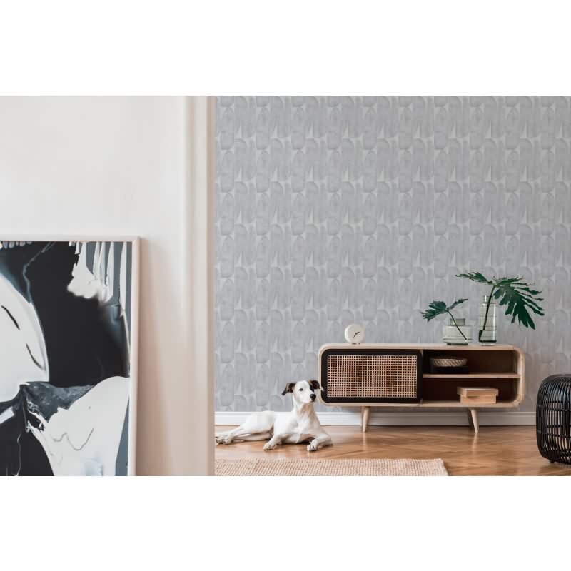 Bananenblatt-Tapete Hellgrau - Vliestapete mit grafischem Blättermuster - Modern & strukturiert (KG-172991)