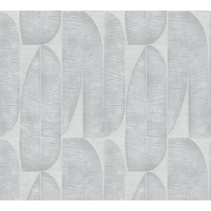 Bananenblatt-Tapete Hellgrau - Vliestapete mit grafischem Blättermuster - Modern & strukturiert (KG-172991)
