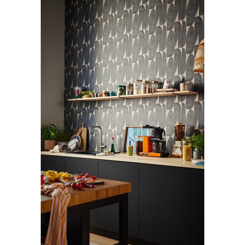 Tapete mit Bananenblättern Beige Schwarz - Grafisches Blättermuster - Vliestapete (KG-172992)