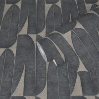 Tapete mit Bananenbl&auml;ttern Beige Schwarz -...