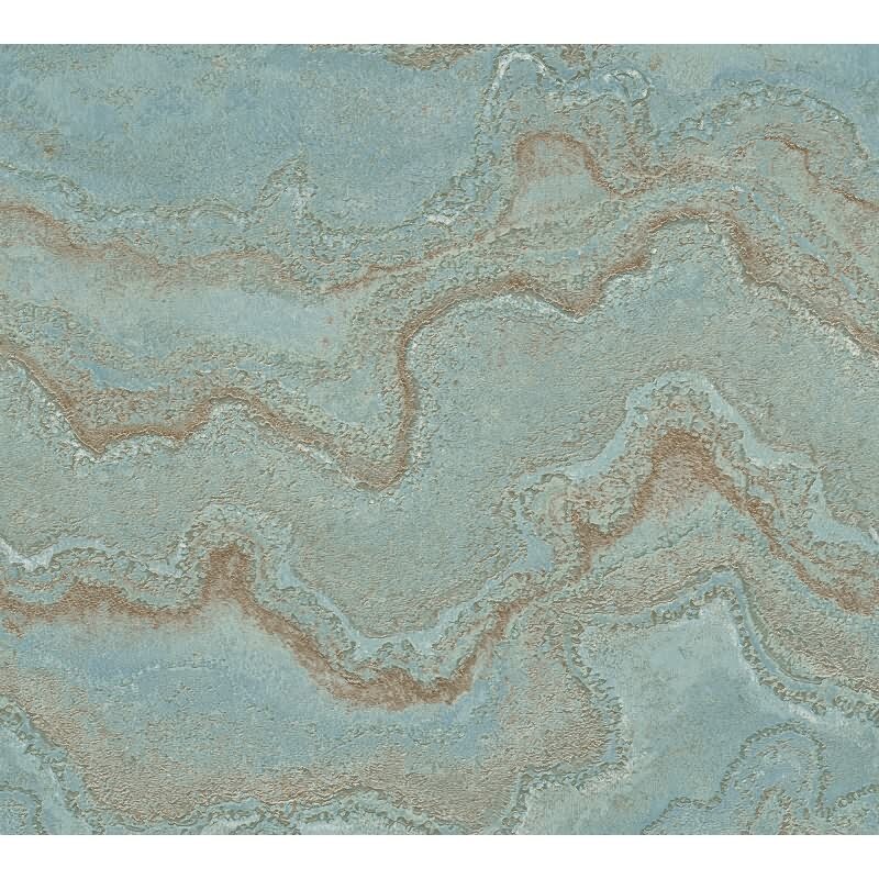 Marmoroptik-Tapete Blau Türkis Gold Metallic - Vliestapete mit Steinstruktur glänzend (KG-172995)