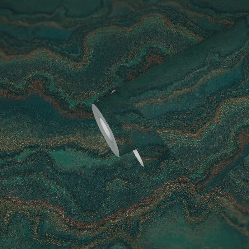 Marmor-Tapete Grün Gold - Strukturierte Vliestapete mit Metalliceffekt (KG-172997)