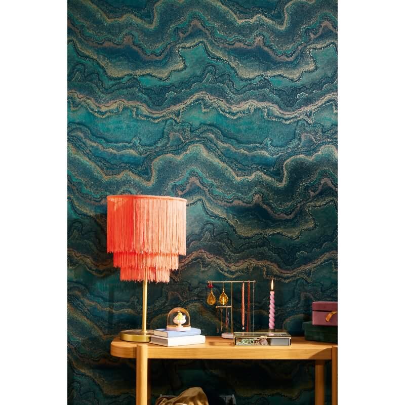 Marmor-Tapete Grün Gold - Strukturierte Vliestapete mit Metalliceffekt (KG-172997)