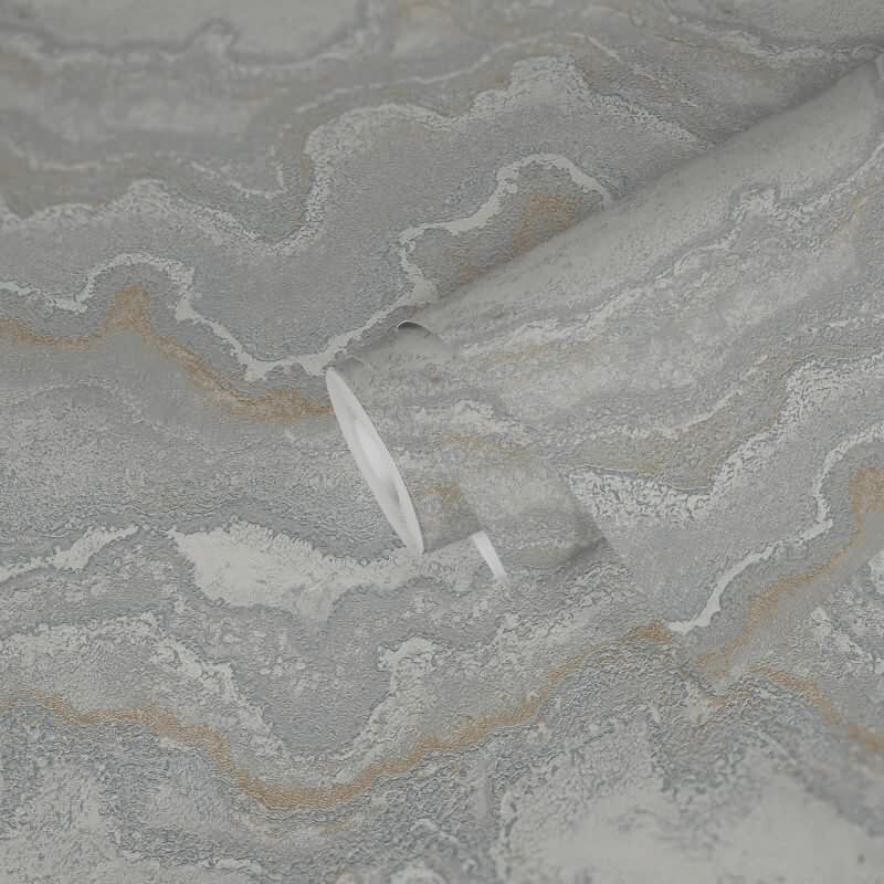 Tapete in Marmoroptik Grau Silber Gold - Elegante Vliestapete mit Metalliceffekt (KG-172999)