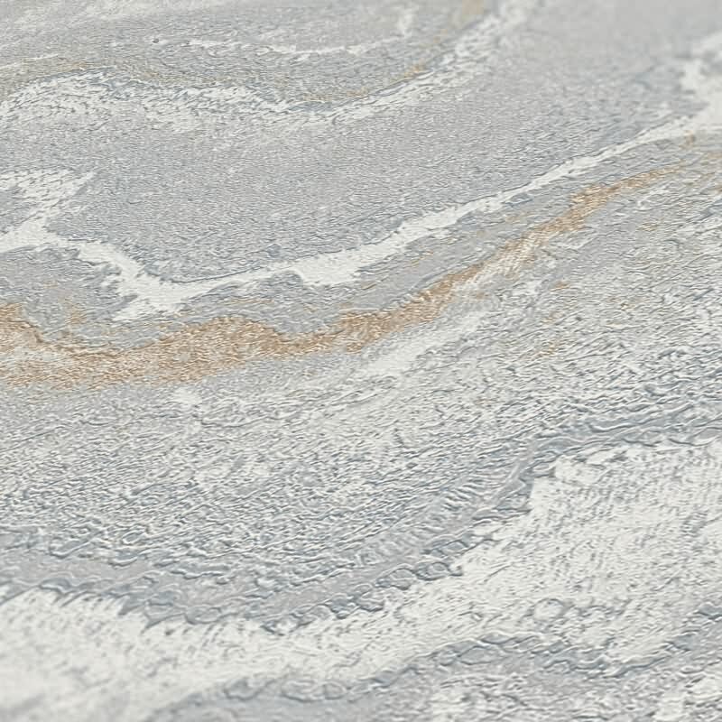 Tapete in Marmoroptik Grau Silber Gold - Elegante Vliestapete mit Metalliceffekt (KG-172999)