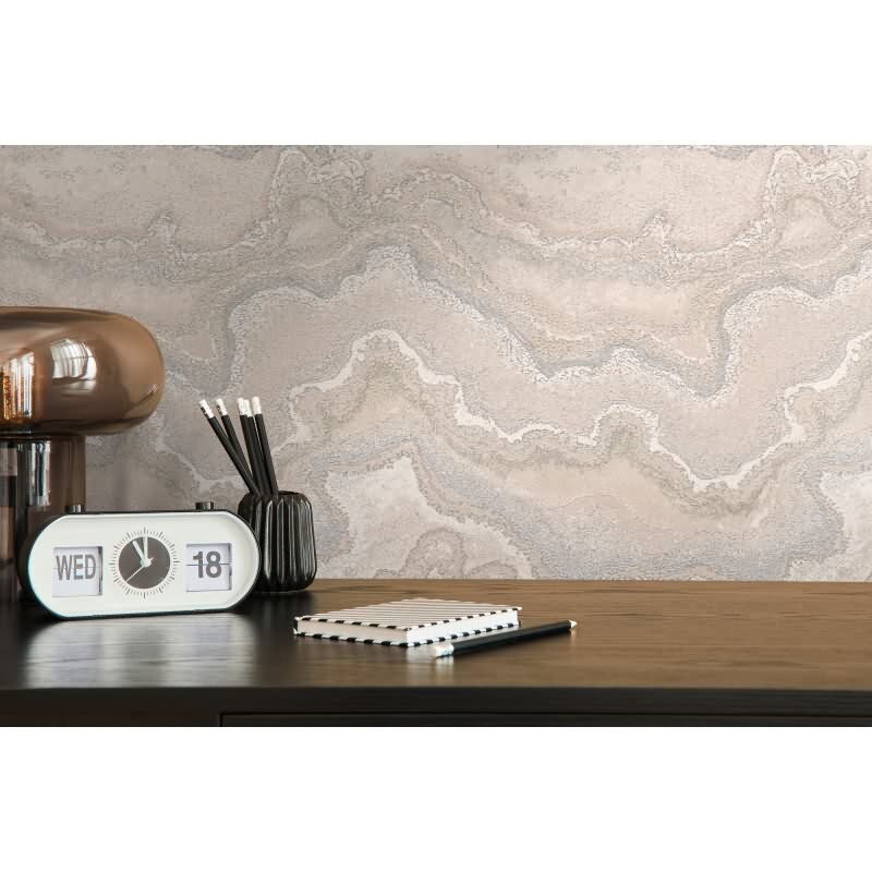 Metallic-Tapete Beige Grau Silber - Elegante Vliestapete mit Marmor-Steinstruktur (KG-173000)