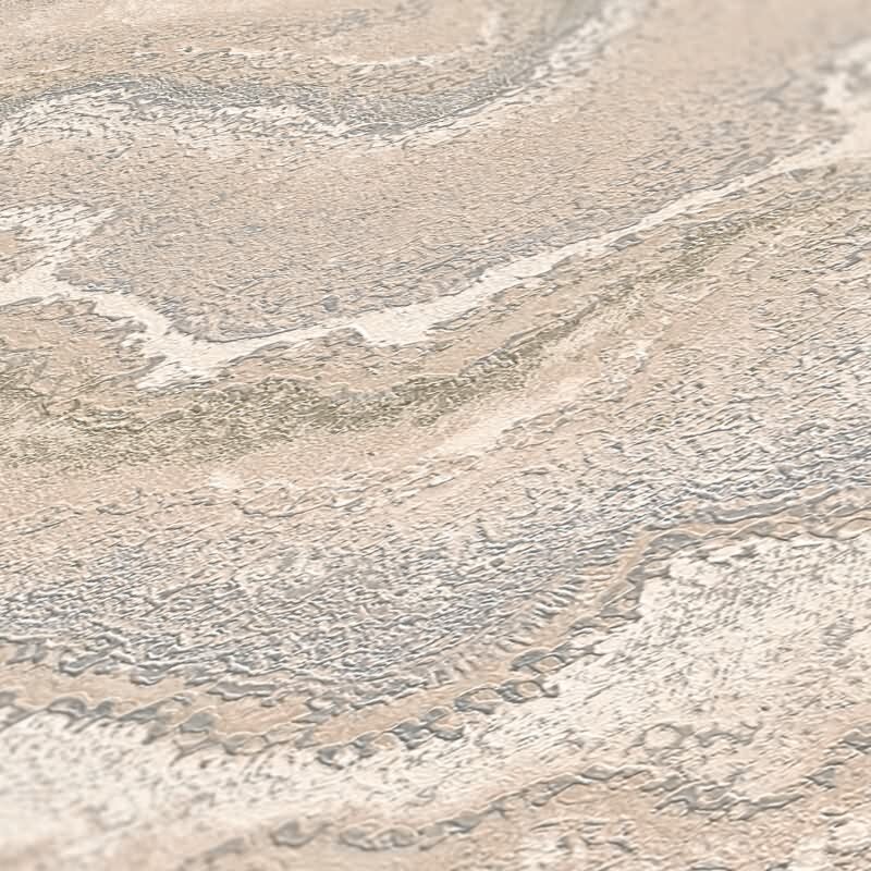 Metallic-Tapete Beige Grau Silber - Elegante Vliestapete mit Marmor-Steinstruktur (KG-173000)