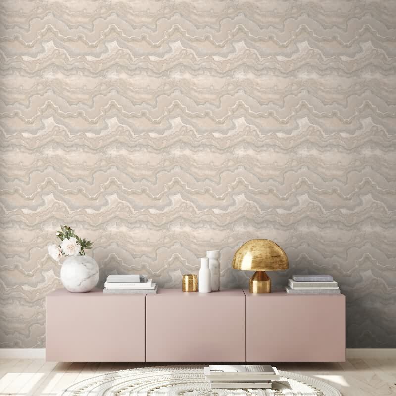 Metallic-Tapete Beige Grau Silber - Elegante Vliestapete mit Marmor-Steinstruktur (KG-173000)