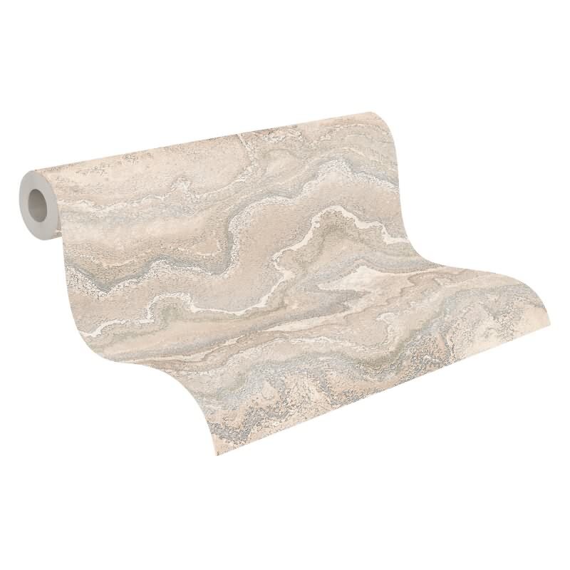 Metallic-Tapete Beige Grau Silber - Elegante Vliestapete mit Marmor-Steinstruktur (KG-173000)
