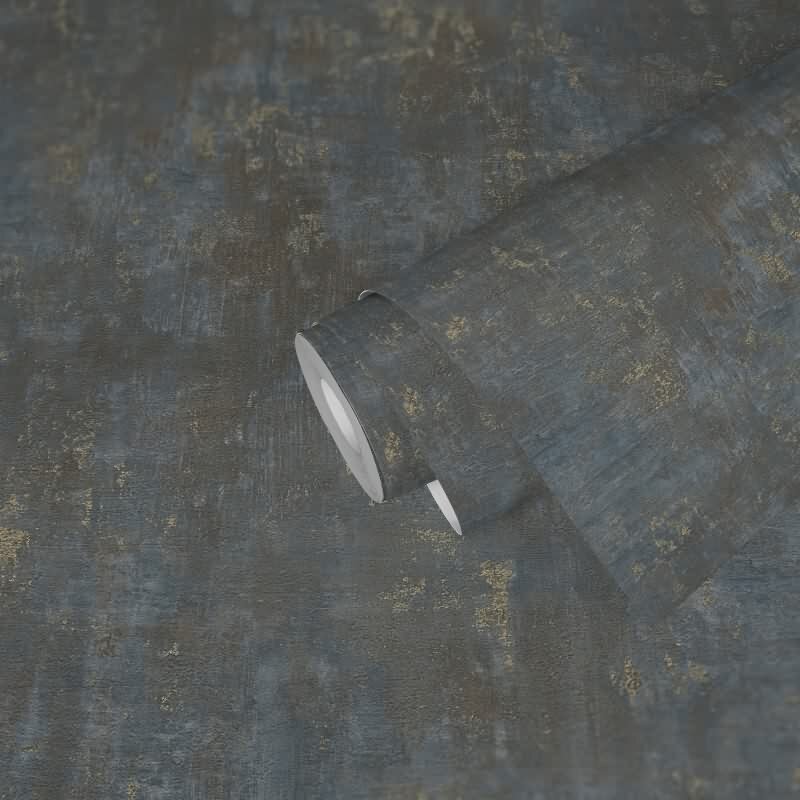 Strukturtapete mit Putz-Optik Blau Gold - Metallic Design Vliestapete modern (KG-173001)