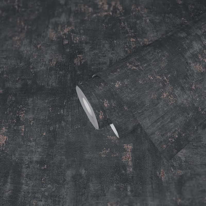 Industrial Vliestapete Putzoptik Anthrazit Roségold - Strukturtapete modern metallisch (KG-173003)