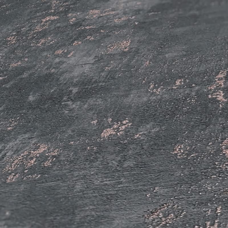 Industrial Vliestapete Putzoptik Anthrazit Roségold - Strukturtapete modern metallisch (KG-173003)