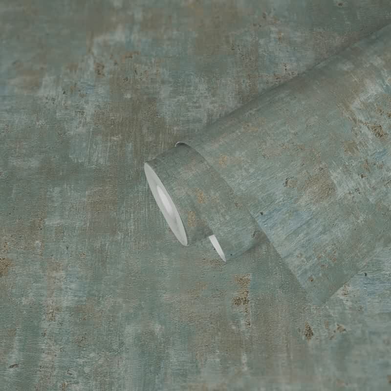 Strukturtapete in Putzoptik Grün Gold - Metallic-Tapete modern glänzend (KG-173004)