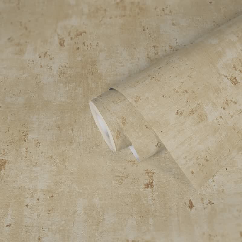 Putzoptik-Tapete Beige Gold - Strukturierte Vliestapete mit sanftem Glanz (KG-173005)
