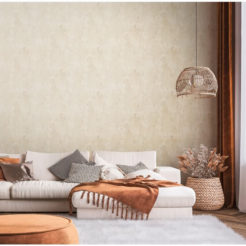 Putzoptik-Tapete Beige Gold - Strukturierte Vliestapete mit sanftem Glanz (KG-173005)