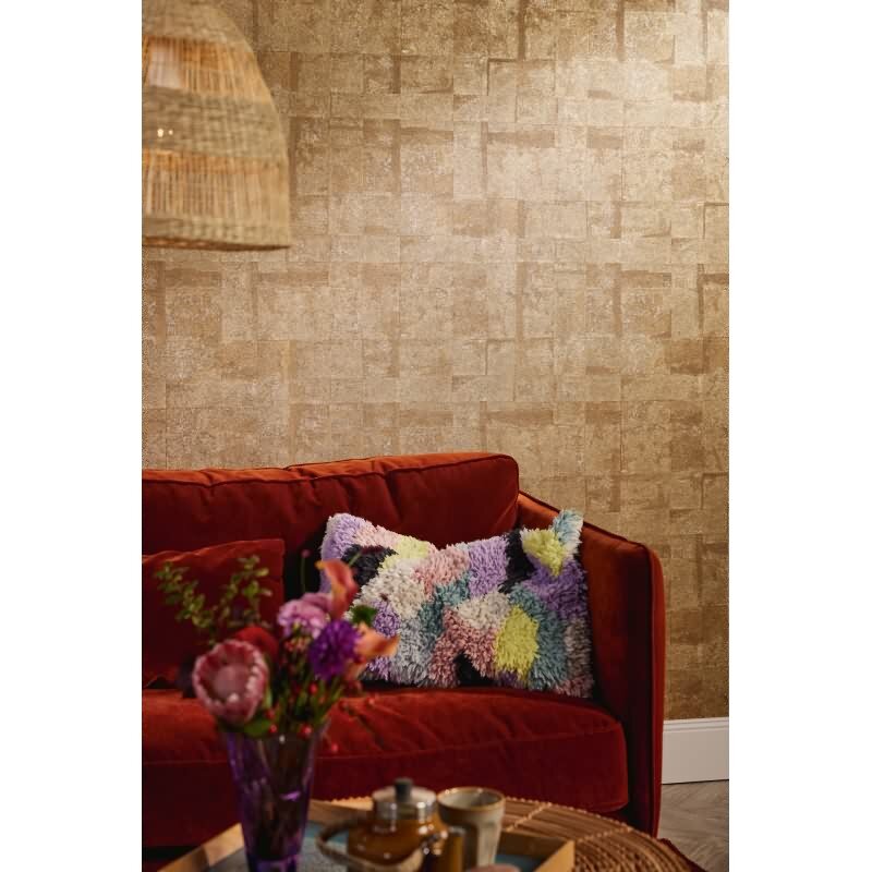 Struktur Tapete Braun Gold - Design Vlies Tapete mit Metallic-Effekt glänzend (KG-173007)