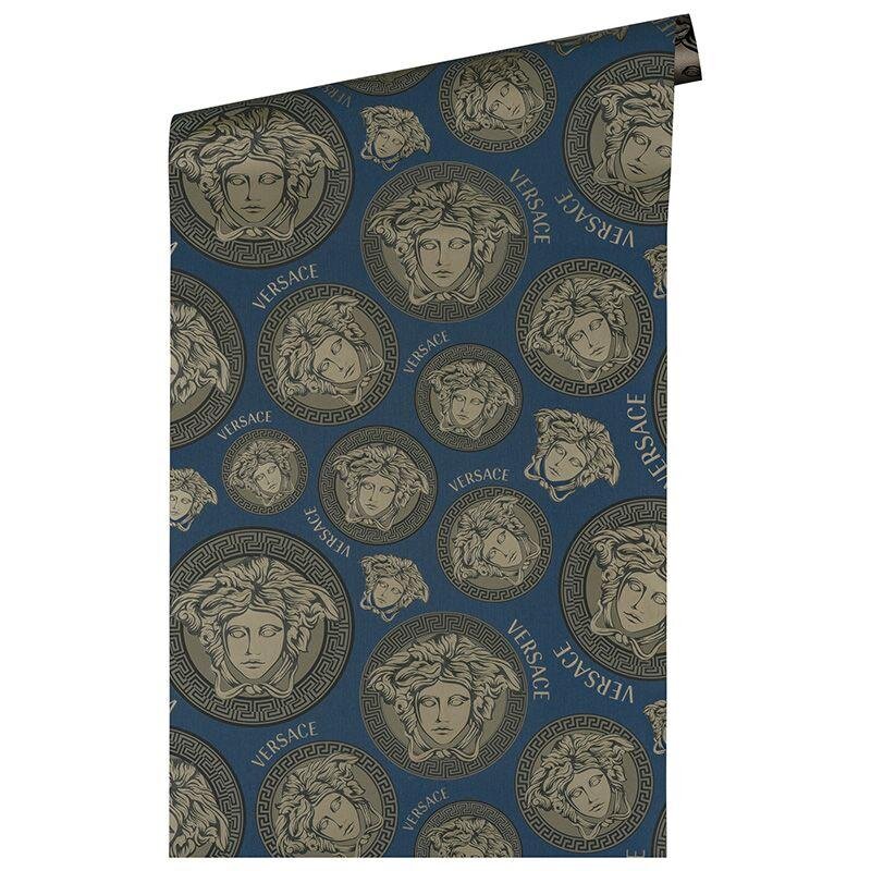 Tapete Blau, Gold, Kupfer VERSACE Satintapete (1040244)