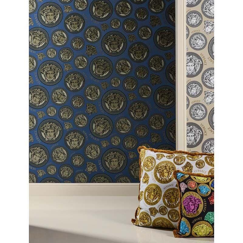 Tapete Blau, Gold, Kupfer VERSACE Satintapete (1040244)
