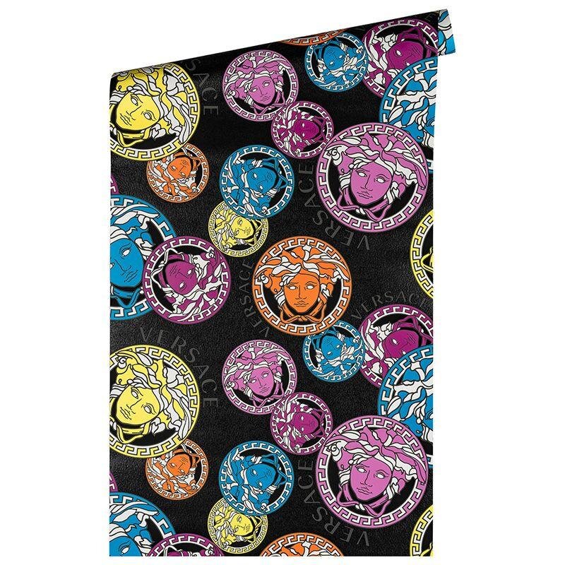 Tapete Bunt, Schwarz, Anthrazit VERSACE Satintapete (1040241)