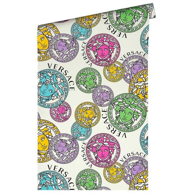 Tapete Bunt, Weiß VERSACE Satintapete (1040238)
