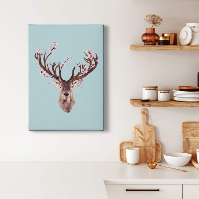 A.S. Création Leinwandbild Blossom Deer Größe 50cm x 70cm