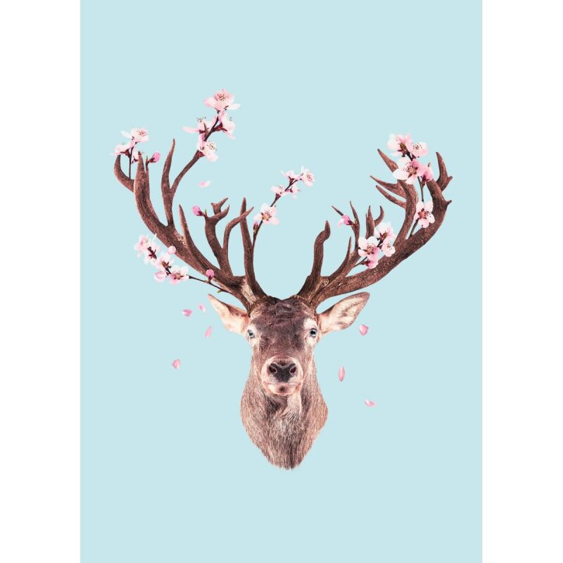 A.S. Création Leinwandbild Blossom Deer Größe 50cm x 70cm