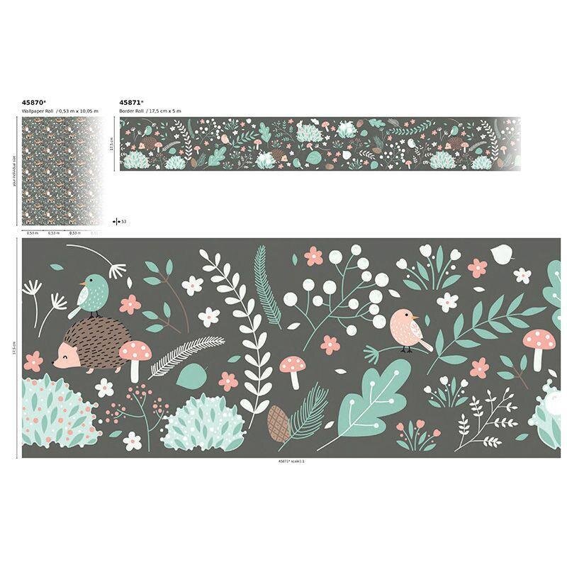 Bordüre Grün, Schwarz, Anthrazit Marburg Vlies (1040047)