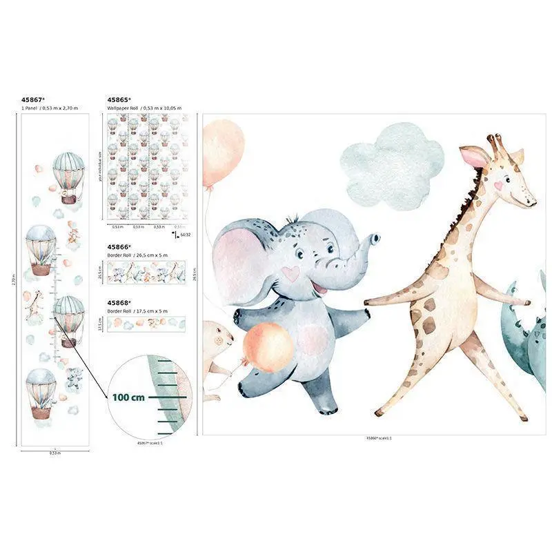 Bordüre Beige, Creme, Blau, Rosa, Rose Marburg Vlies (1040044)