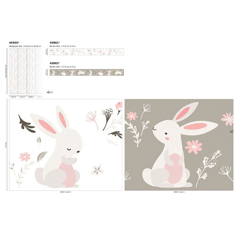 Bordüre Rosa, Rose Marburg Vlies (1040037)