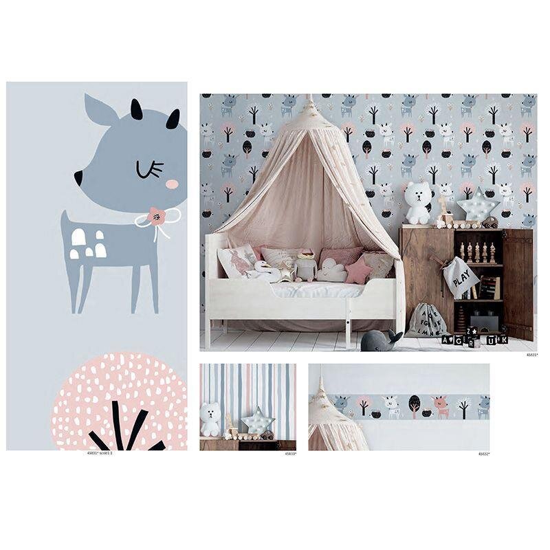 Bordüre Grau, Silber, Rosa, Rose Marburg Vlies (1040012)