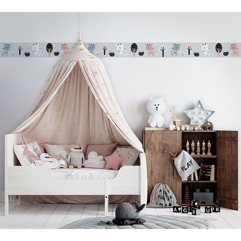 Bordüre Grau, Silber, Rosa, Rose Marburg Vlies (1040012)