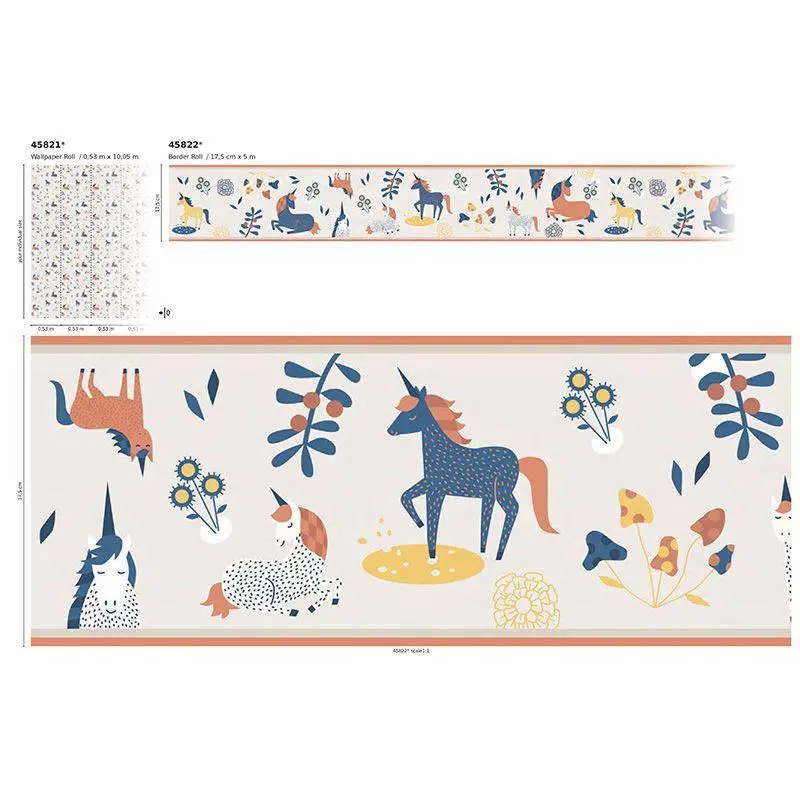 Bordüre Blau, Braun, Greige Marburg Vlies (1040004)