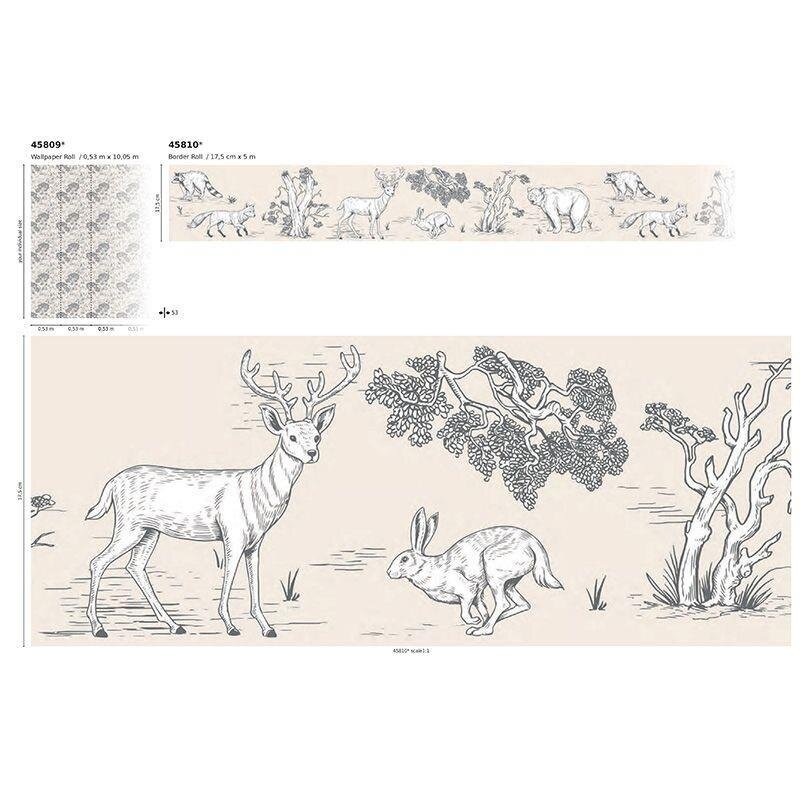 Bordüre Beige, Creme, Grau, Silber Marburg Vlies (1039998)