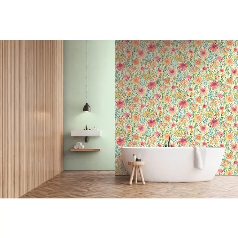 Florale Mustertapete Weiß Rot Orange - Vliestapete mit Aquarell-Blumenmotiv AS-Creation (KG-174500)