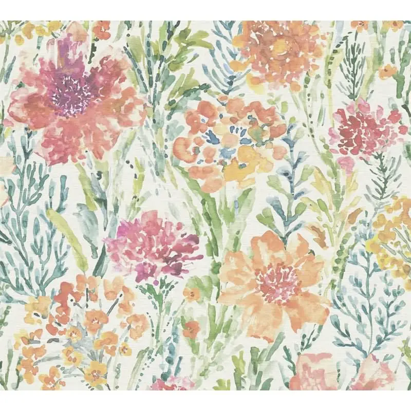 Florale Mustertapete Weiß Rot Orange - Vliestapete mit Aquarell-Blumenmotiv AS-Creation (KG-174500)