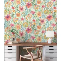 Florale Mustertapete Wei&szlig; Rot Orange - Vliestapete...