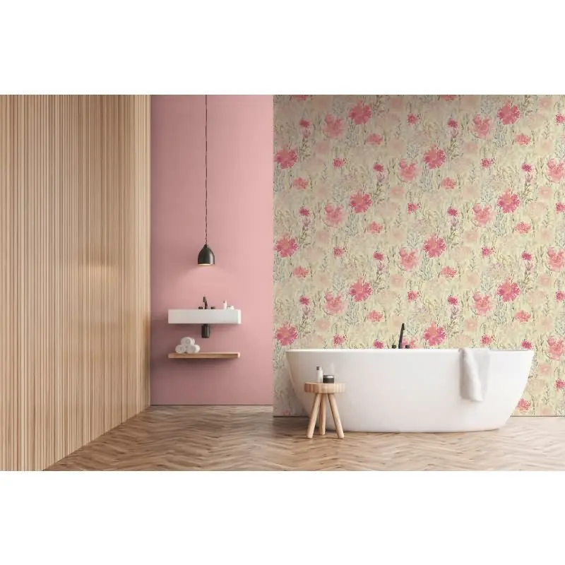 Florale Tapete Weiß Rosa Violett - Vliestapete mit Aquarell-Blumenmuster zart AS-Creation (KG-174501)