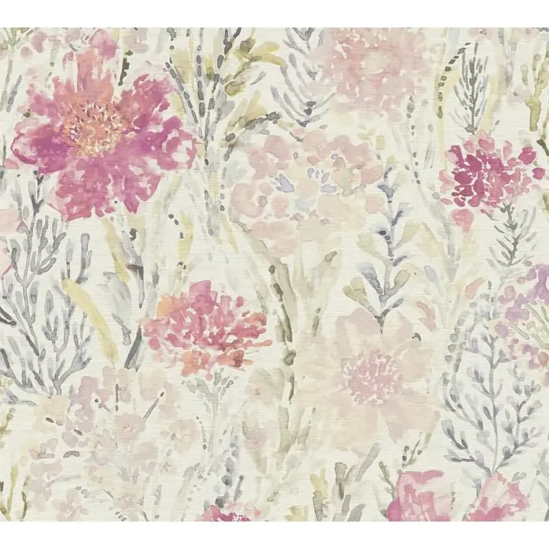 Florale Tapete Weiß Rosa Violett - Vliestapete mit Aquarell-Blumenmuster zart AS-Creation (KG-174501)
