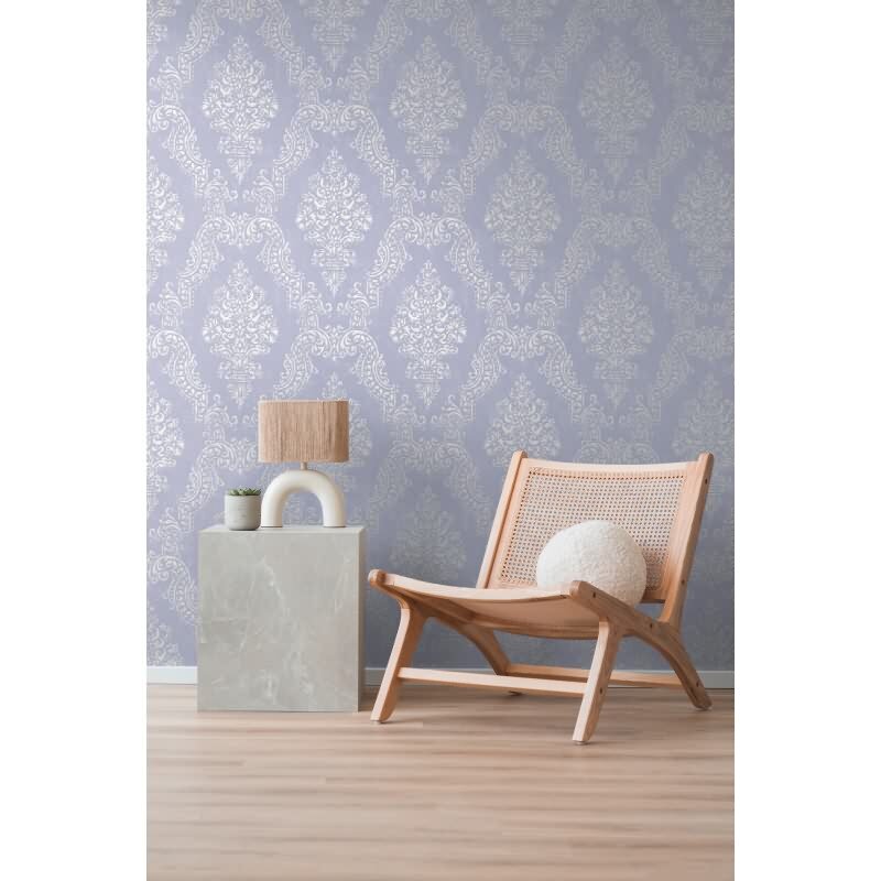 Barock Tapete mit Ornamenten Violett Weiß - Vlies Tapete elegant - Mustertapete AS-Creation (KG-174510)