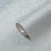 Barock-Tapete mit Ornamenten Hellgrau Silber -...